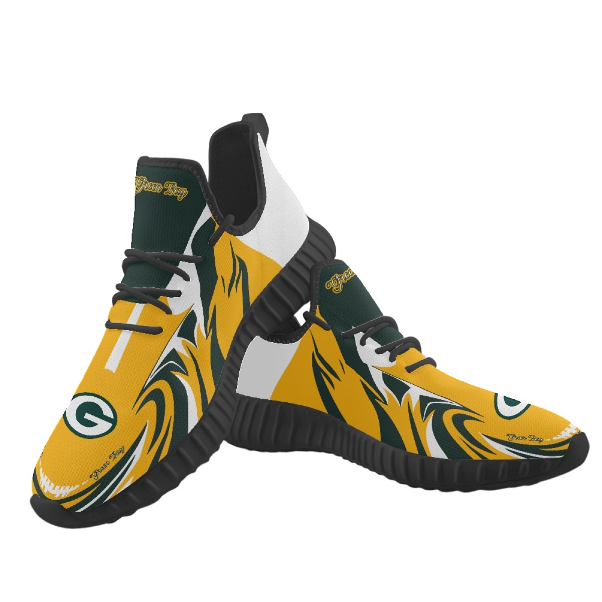 Women's Green Bay Packers Mesh Knit Sneakers/Shoes 015 Women's Green Bay Packers Mesh Knit Sneakers/Shoes 015